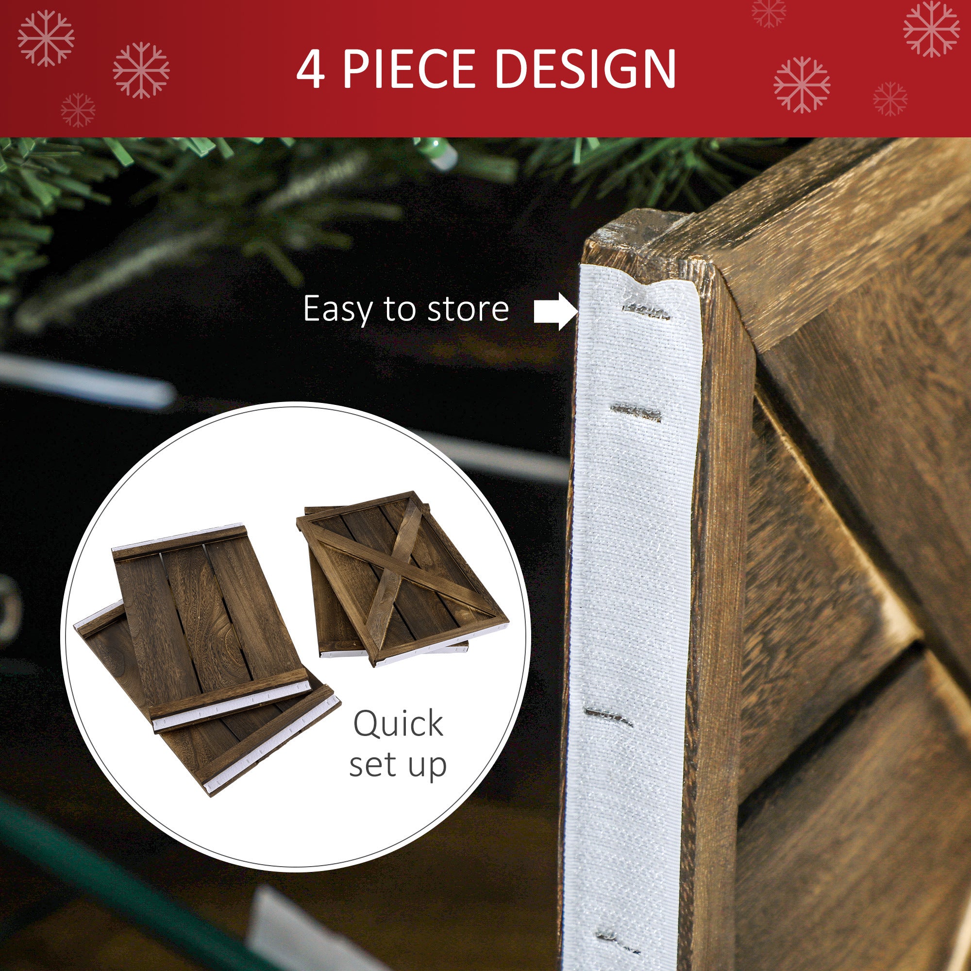 Wooden Christmas Tree Collar Box