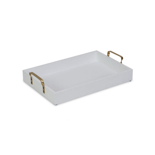 White and Gold Handcrafted Wooden Serving Tray - Mulberry Home Store