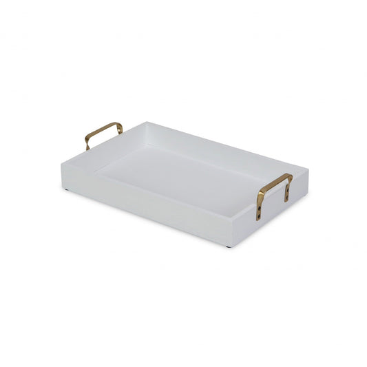 White and Gold Handcrafted Wooden Serving Tray - Mulberry Home Store