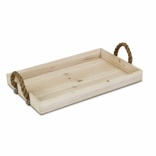 Natural Wooden Tray With Rope Handles - Mulberry Home Store