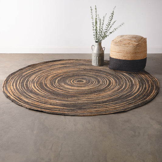 Natural and Black Swirl Jute Rug - Mulberry Home Store