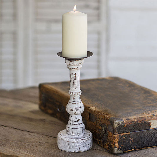 Wood Pillar Candle Holder with Round Base - Mulberry Home Store