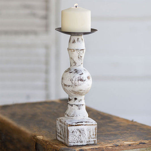 Wood Pillar Candle Holder with Square Base - Mulberry Home Store