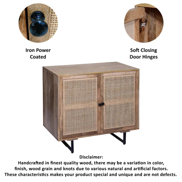 Handcrafted Accent Cabinet With 2 Mesh Rattan Doors - Mulberry Home Store