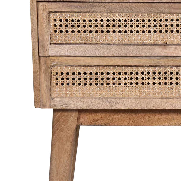 Mango Wood and Rattan Console Table with Drawers - Mulberry Home Store