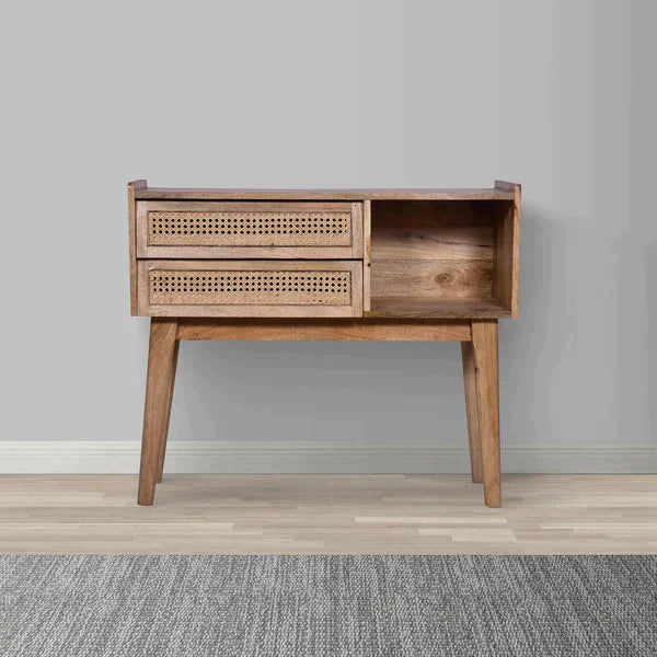 Mango Wood and Rattan Console Table with Drawers - Mulberry Home Store