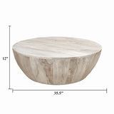 12 Inch Round Mango Wood Coffee Table - Mulberry Home Store