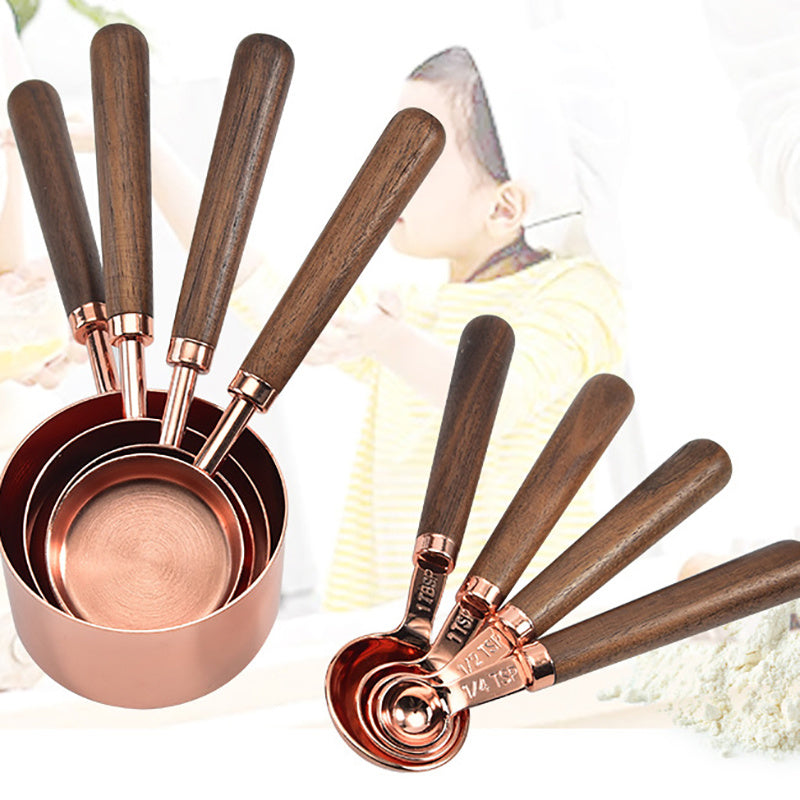 Wooden Handle Copper Measuring Spoons - Mulberry Home Store