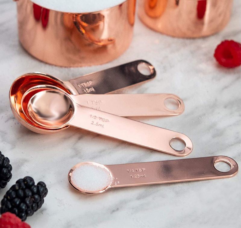 Wooden Handle Copper Measuring Spoons - Mulberry Home Store