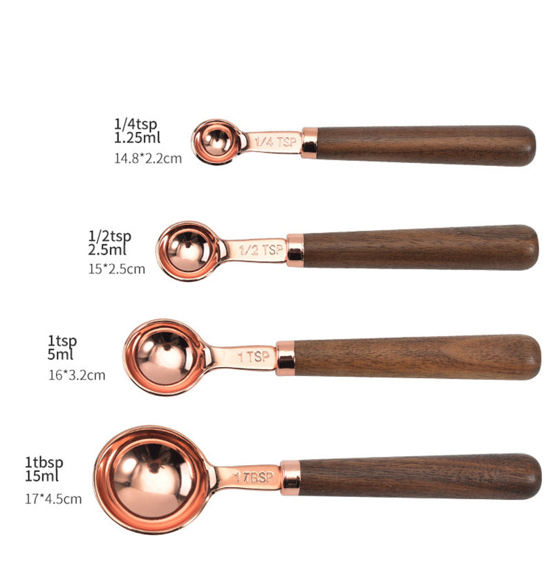 Wooden Handle Copper Measuring Spoons - Mulberry Home Store