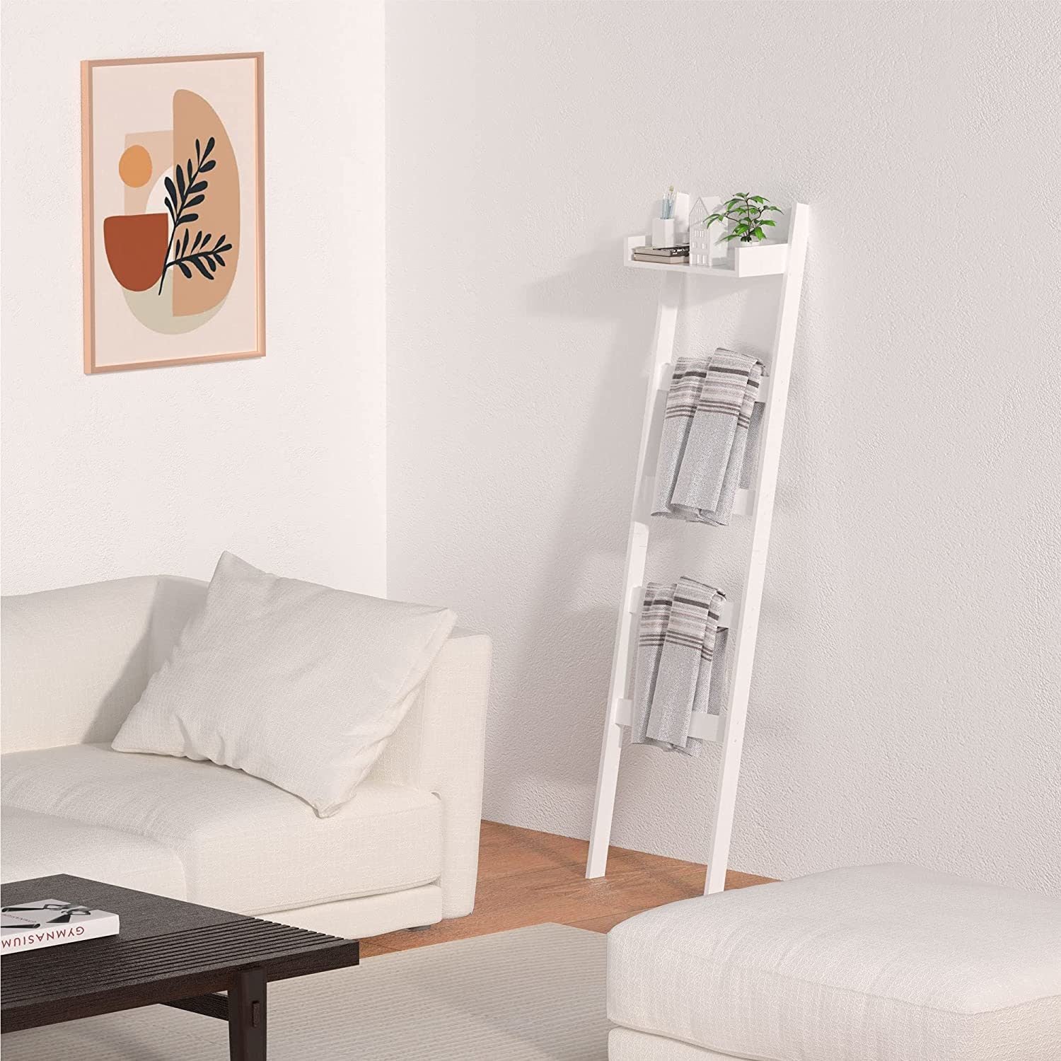 5 Tier Bamboo Blanket Ladder With Shelf - Mulberry Home Store