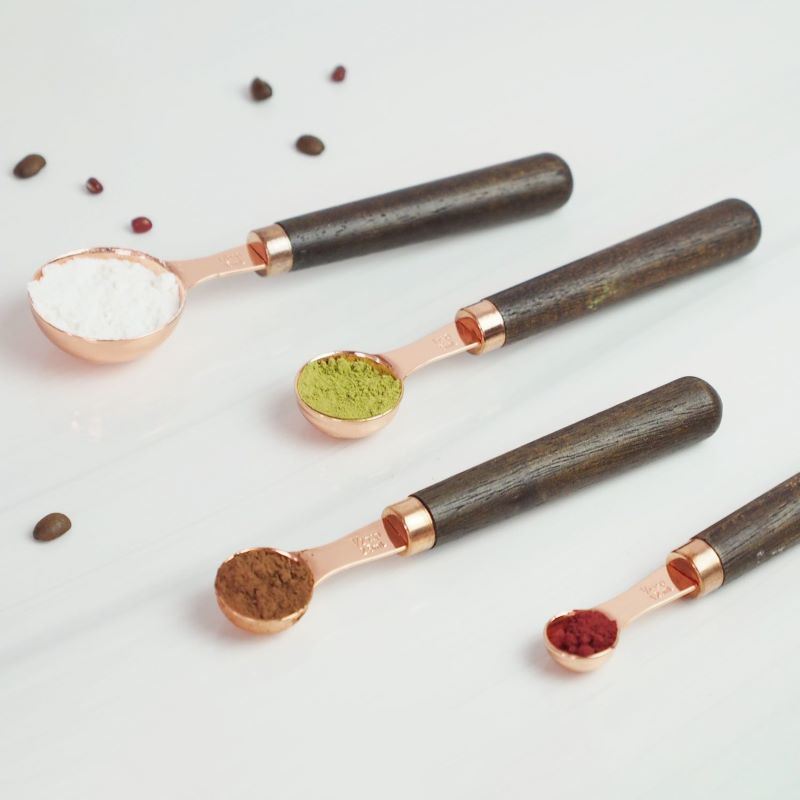 Wooden Handle Copper Measuring Spoons - Mulberry Home Store