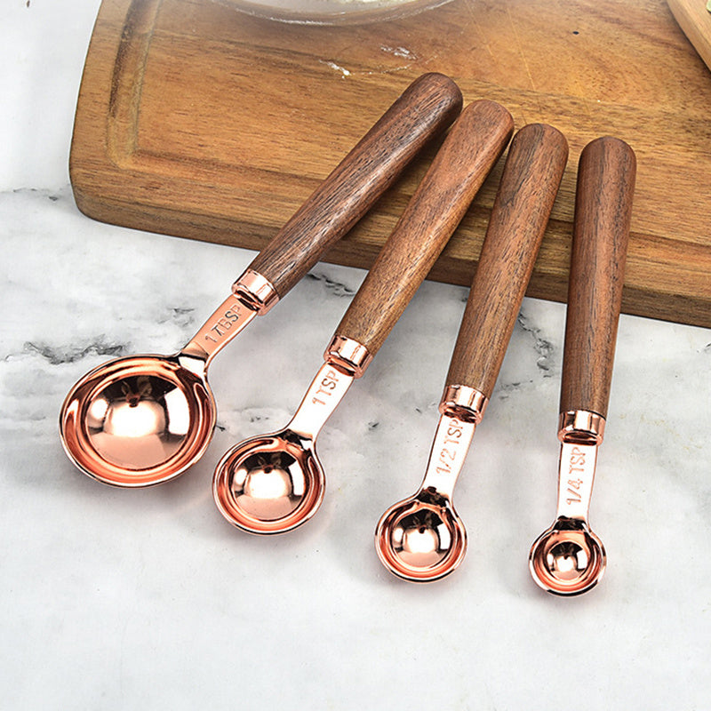 Wooden Handle Copper Measuring Spoons - Mulberry Home Store