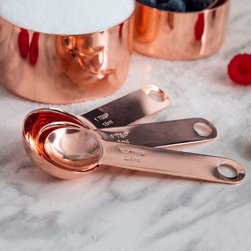 Wooden Handle Copper Measuring Spoons - Mulberry Home Store