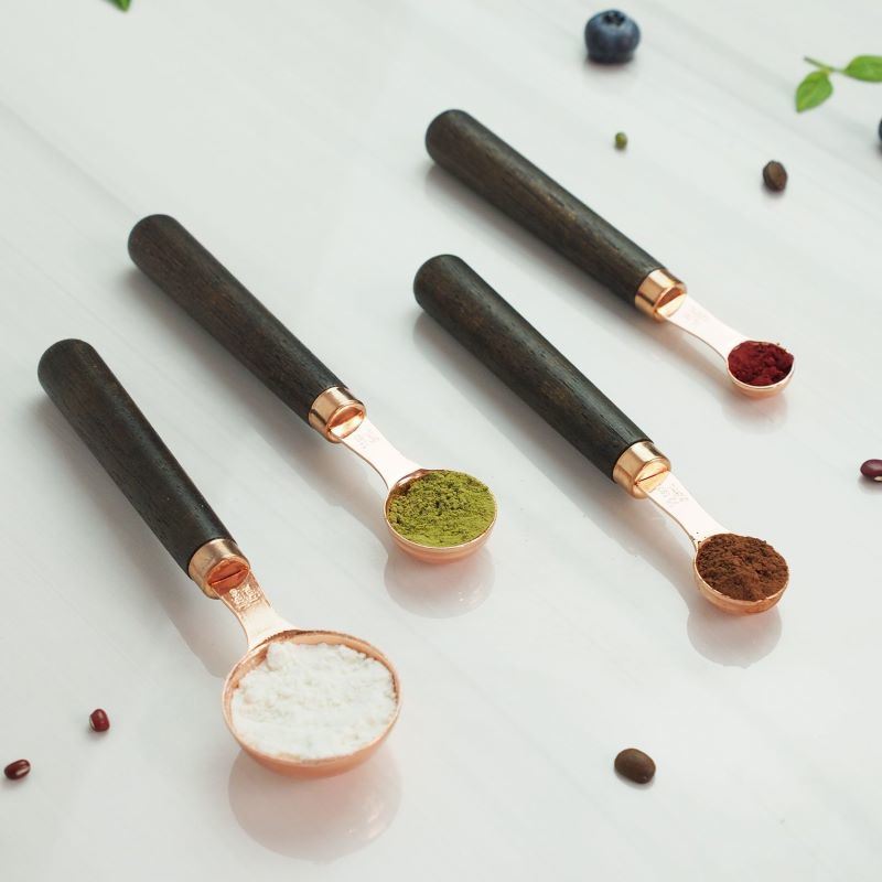 Wooden Handle Copper Measuring Spoons - Mulberry Home Store